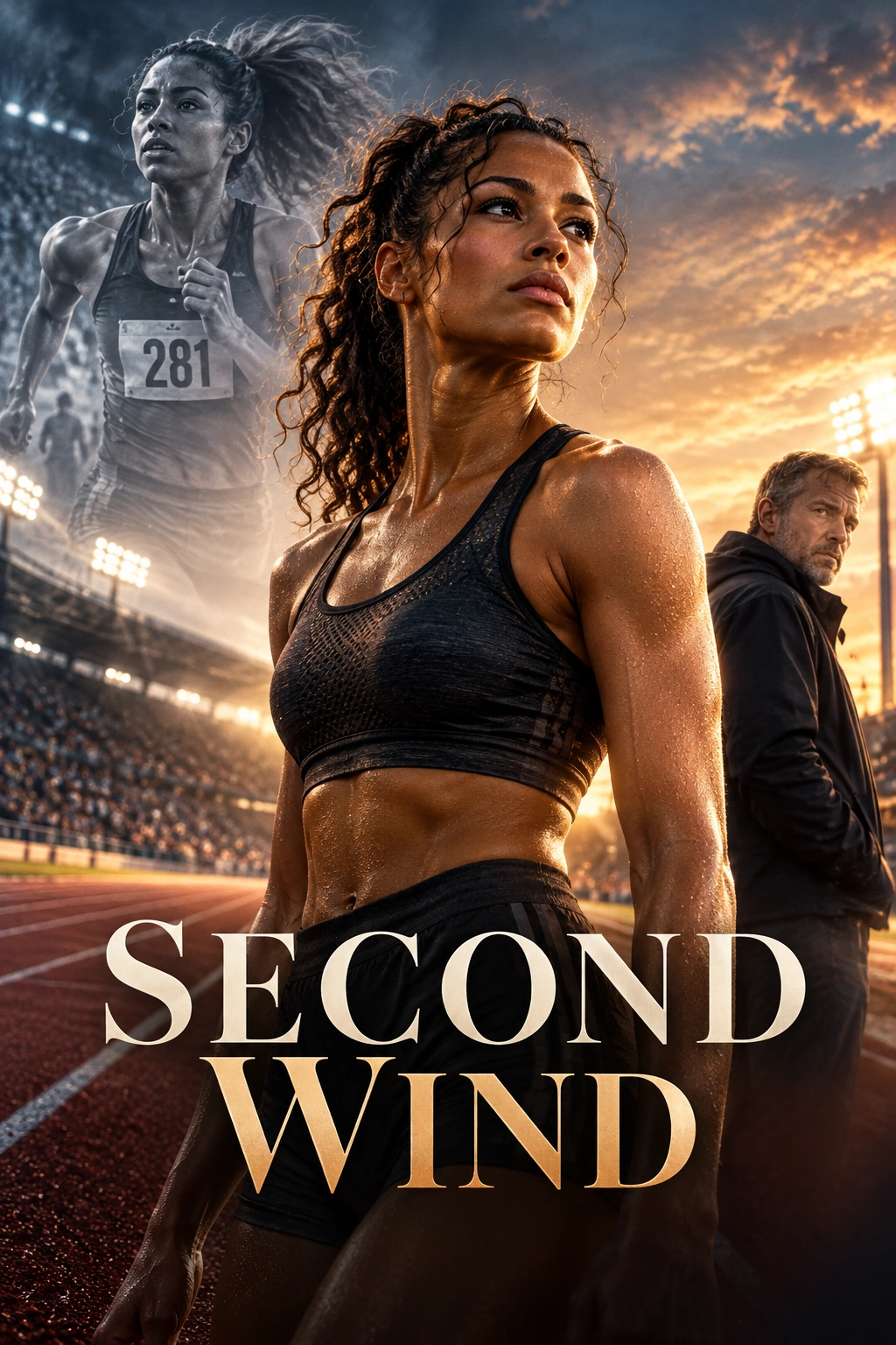 Second Wind concept poster featuring a runner on a track